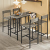 SoBuy OGT14-N Set med 1 bord + 4 pallar – Bistro barbord + 4 pallar – Ståbord, högt köksbord för matsal, kök, vardagsrum eller balkong, naturlig färg