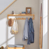 SoBuy FHK06-N Väggmonterad handdukshängare/klädhängare i bambu med hylla och 6 krokar