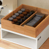 SoBuy FRG179-WN Teaskrin i trä med fack – Låda för kapslar eller tepåsar – Kompakt organisatör med halkfria fötter för kök eller kontor, 31x30x10 cm