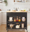 SoBuy FKW74-SCH Serveringsvagn med hjul – Köksvagn, Förvaringsmöbel, Liten Mikrovågsvagn, Låg Köksbänk, Arbetsyta 100×60×94 cm – Svart