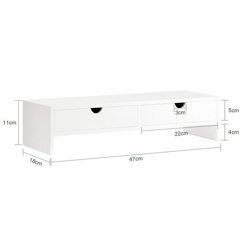 Pre-sale SoBuy, Bildskärmsställ, med 2 lådor, Förvaringsbox, fast höjd, vit, BBF02-W
