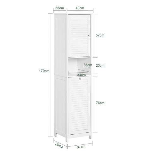 SoBuy Högskåp med tvättkorg och lådor Förvaringsmöbel badrum BZR124-W