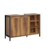 SoBuy BZR63-L-PF Tvättställsskåp 90 cm brett, badrumsunderskåp med U-utskärning, tvättställsunderskåp med dörrar och öppen hylla, badrumsunderskåp trä och metall i industriell stil
