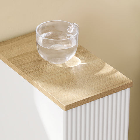 SoBuy 20 cm brett smalt sängbord med vågdesignslåda, smala sidobord, sängbord för sovrum och vardagsrum, högt smalt bord, vit och träbh, ca 20 x 60 x 35 cm FBT111-W