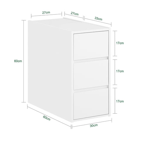 SoBuy Nattduksbord med 3 lådor Soffbord Sidobord Sängbord FBT144-W