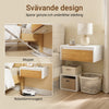 SoBuy FBT174-E-WN Vägghängt Nattduksbord med Rörelsesensorlampa, 1 Låda – Svävande Design, 40×30×16 cm, Vit/Natur