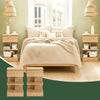 SoBuy FBT49-Nx2 Sängbord – 2-pack med 1 låda & 2 hyllor, Modern Förvaringsmöbel för Sovrum, L39 x D39 x H65 cm, Naturlig