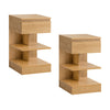 SoBuy FBT49-Nx2 Sängbord – 2-pack med 1 låda & 2 hyllor, Modern Förvaringsmöbel för Sovrum, L39 x D39 x H65 cm, Naturlig