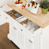 SoBuy FKW71-III-WN Köksvagn med Hjul, Central Ö med Utdragbart Arbetsbord Mobil Chariot för Kök eller Matrum, Köksmöbel med Förvaring Vit 115x46/71x92 cm