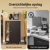SoBuy FKW75-SCH Köksvagn 60 × 45 × 92 cm – Skåp, Justerbar Sidohylla, 4 Hjul med Broms – Svart