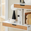 SoBuy FRG92-WNx2 Set of 2 Wall Mounted Shelves with Drawer - Modern Floating Shelves for Hallway, Living Room, Kitchen & Bedroom - White & Nature 40x24x8cm