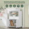 SoBuy FSB09-W Köksvagn med Utdragbar Arbetsyta och Mikrovågsugnsplats – 4 Hjul, 59×40×92 cm | Vit