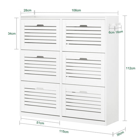 Pre-sale SoBuy Skoskåp med 6 fack Skohylla Skoställ Smalt dolt skoskåp med dörrar FSR145-W