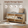 SoBuy FSR211-N shoe bench with seat for large shoes EU 47 - shoe cabinet with bench narrow - hall, small apartments, wooden look 100x24x50 cm