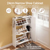SoBuy FSR220-W Skoställ, skoskåp, smalt 24 cm – nordisk design – fällbart skåp, 12 par + 3 sidor för hall, entré, liten lägenhet, vuxna, vit, 84 × 24 × 122 cm