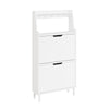 SoBuy FSR221-W Skåp extra platt 19 cm med krokar entré | Förvaring upp till storlek 47, öppen hylla + krokar, perfekt för små lägenheter och kompakta entréer