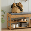 SoBuy FSR47-N Skobänk i Bambu med Låda och Dyna 90×30×46 cm – 2-Lagers Skohylla – Natur