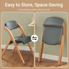 SoBuy FST92-SG Hopfällbar Stol i Trä med Vadderad Sits – Ergonomisk Köks- och Matstol, 47,5 × 59 × 77 cm – Mörkgrå
