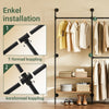 SoBuy KLS19-SCH Väggmonterad klädstång med 4 hängstänger + 4 MDF-hyllor, öppen garderob, lastkapacitet 120 kg för sovrum, 265x48x220 cm, industriell svart