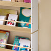 SoBuy KMB121-WN Bokhylla barn, barnhylla, leksaksförvaringshylla med 4 hyllor för böcker och dekoration, Montessori hylla, barnrumsmöbler, vit och natur, 60 x 130,5 x 15 cm