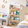 SoBuy KMB121-WN Bokhylla barn, barnhylla, leksaksförvaringshylla med 4 hyllor för böcker och dekoration, Montessori hylla, barnrumsmöbler, vit och natur, 60 x 130,5 x 15 cm