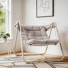 SoBuy OGS62-MI Hängestol Hängesessel Outdoor Gungstol Utomhus Möbler Set Balkongmöbler Trädgårdssäng Solstol Liegestol Hängmatta Gungstol Sittsäck Beige 108x163x126 cm