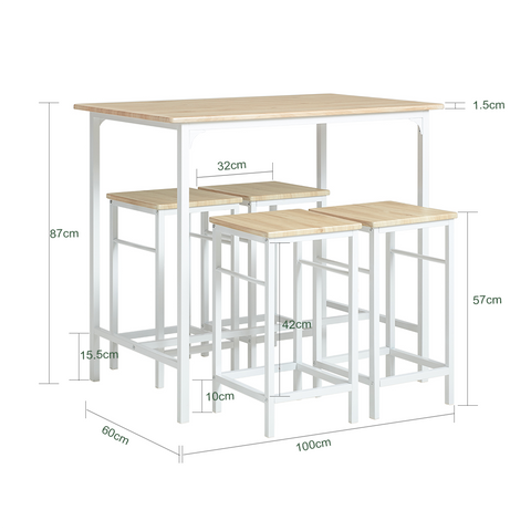 SoBuy Barbord och 4 pallar Barbordsset OGT11-WN