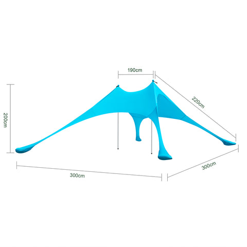 SoBuy Tält strandtält med sandankare Bärbar solskugga Solsegel Solskydd OZT01-HB