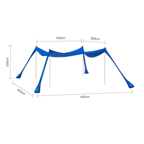 SoBuy Tält strandtält med sandankare Bärbar solskugga Solsegel Solskydd OZT02-DB