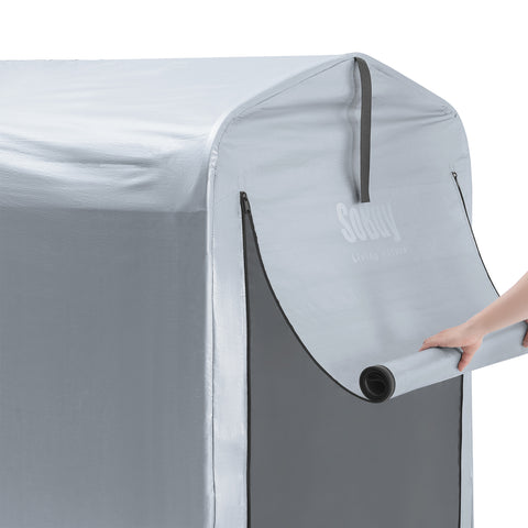 SoBuy Väderbeständig presenning för cykelgarage/utrustningsskjul – UV-skydd, regnskydd, utomhuspresenning för trädgård, terrass, silver, 159 x 219 x 165 cm SDA11-SIL