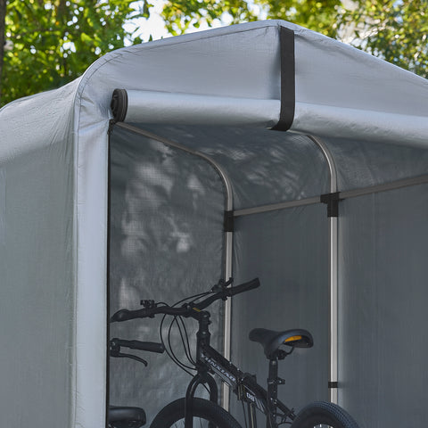 SoBuy Väderbeständig presenning för cykelgarage/utrustningsskjul – UV-skydd, regnskydd, utomhuspresenning för trädgård, terrass, silver, 159 x 219 x 165 cm SDA11-SIL