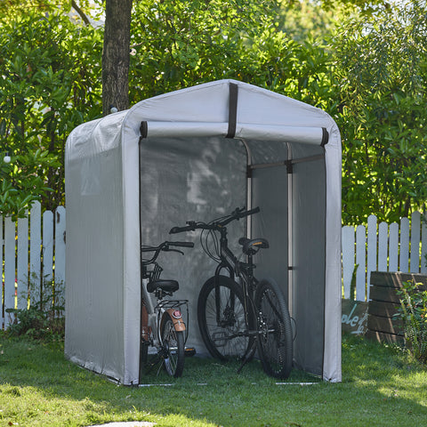 SoBuy Väderbeständig presenning för cykelgarage/utrustningsskjul – UV-skydd, regnskydd, utomhuspresenning för trädgård, terrass, silver, 159 x 219 x 165 cm SDA11-SIL