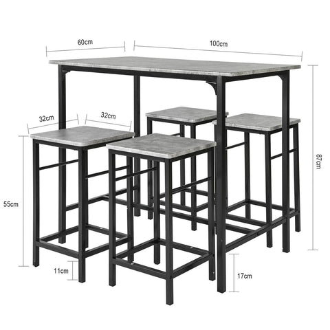 SoBuy Barbord och 4 pallar, Matgrupp, OGT11-HG