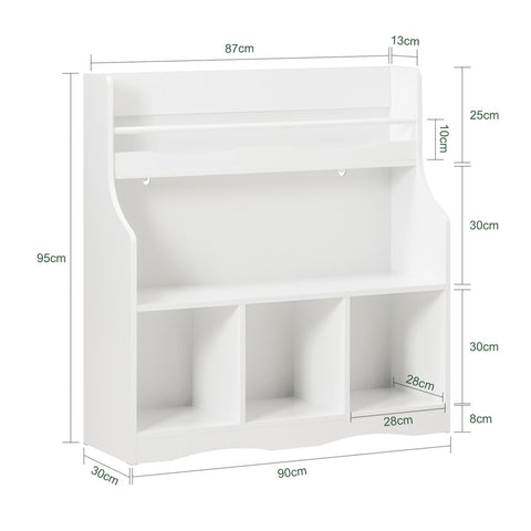 SoBuy Barnhylla med 3 hyllor leksakshylla förvaringshylla KMB57-W