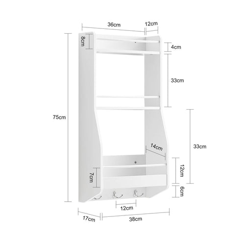 SoBuy Hängare för Kök med 3 hyllor, Kökshylla KCR12-W
