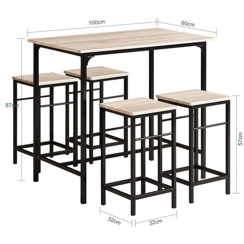 SoBuy Barbord och 4 pallar, Matgrupp, OGT11-N