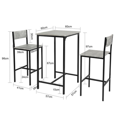 SoBuy, Matgrupp, Barbord och 2 stolar, Testad för 120 kg, OGT27-HG