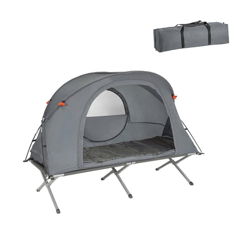 SoBuy Enmanstält Campingsäng med tält Tältsäng med sovsäck luftmadrass och tillbehör grå OGS60-HG