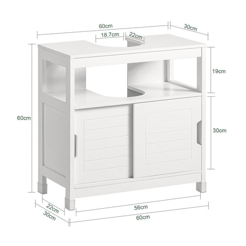 SoBuy Tvättställsunderskåp med dörrar Badrumsskåp Badrumshylla, vit FRG128-II-W