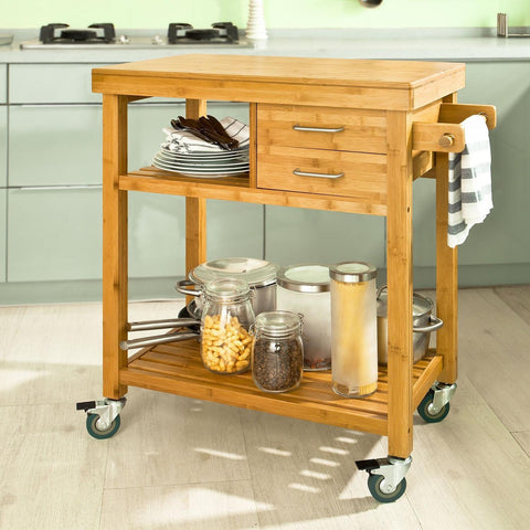 Pre-sale SoBuy köksö på hjul Sideboard vit Arbetsbord matsal och Kök FKW26-N